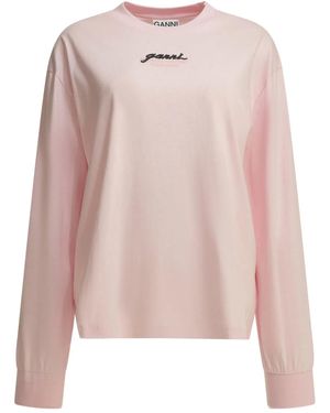 Ganni "Future" Crew-Neck T-Shirt - Pink
