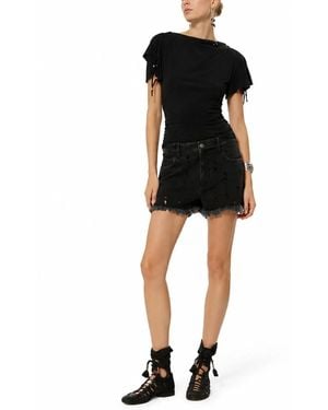 Isabel Marant Shorts Aecia Con Ricami - Black