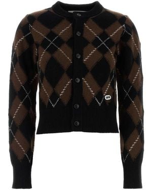 Ami Paris Crewneckcardiganwithboucletteovalpatch - Black