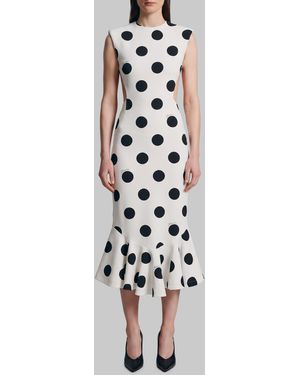 Jacquemus Palmier Polka-Dot Midi Dress - White