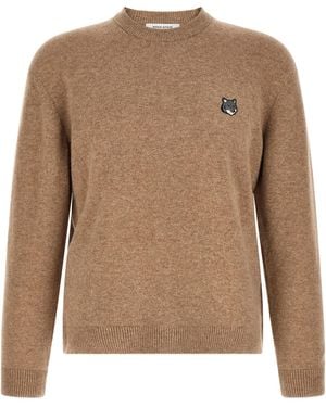 Maison Kitsuné 'Fox Head' Jumper - Brown