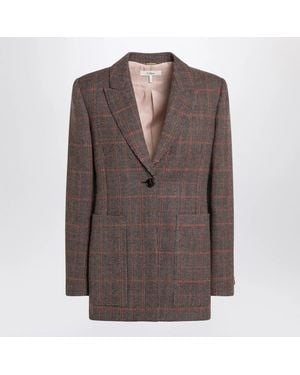 Chloé Single-Breasted Checked Wool Jacket - Brown