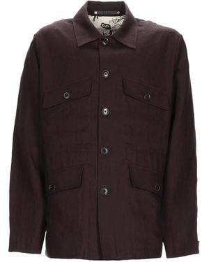 Paul Smith Linen Utility Shirt Jacket - Brown