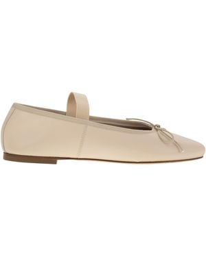 Anniel Leather Ballerina And Elastic Band - Natural