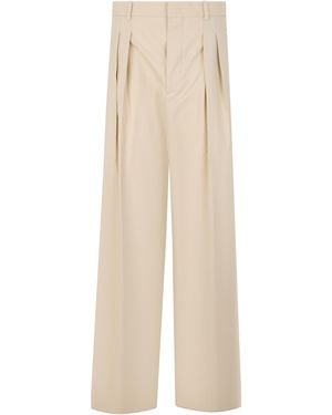 Bottega Veneta High Waisted Loose Trousers - Natural