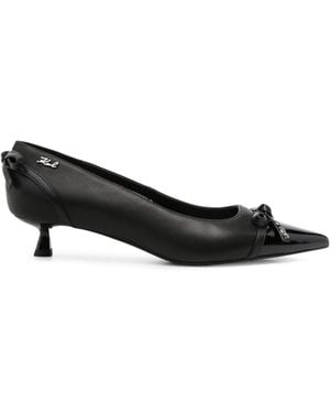 KARL LAGERFELD Leather Rubber Court Shoes - Black