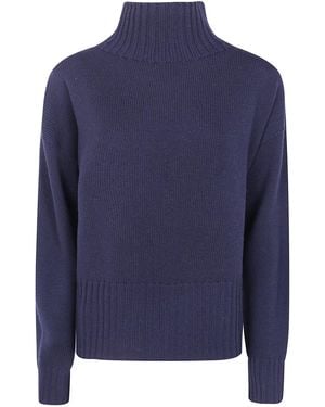 Drumohr Oversized V Neck Sweater - Blue