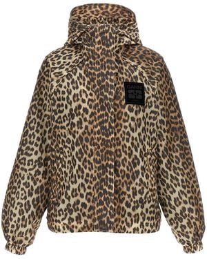 Ganni 'Leopard Print Nylon' Windbreaker - Brown