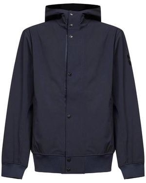 Stone Island Jacket With Hood And Water- And Wind-Resistant Membrane - Blue