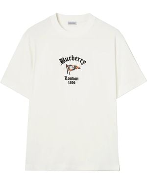 Burberry Check Cotton T-Shirt - White