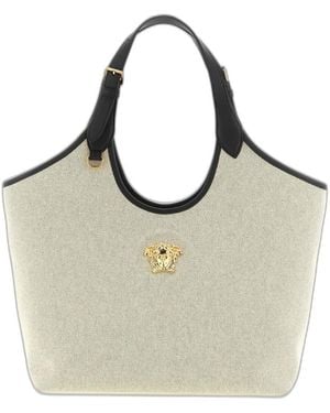 Versace Tote Fabric Calf Leather - Natural