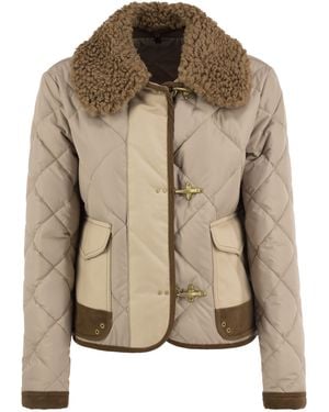 Fay Mini 3 Ganci Quilted Jacket With Detachable Collar - Brown