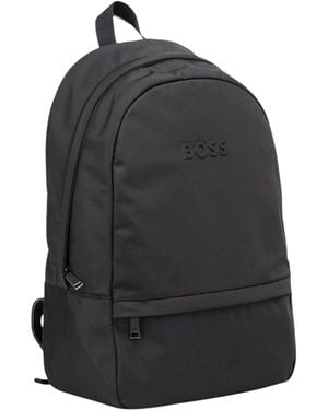 BOSS Logo-Detail Zip-Fastening Backpack - Black