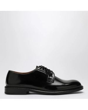 Doucal's Low Leather Lace-Up - Black