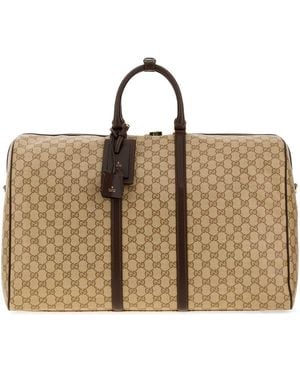 Gucci Printed Canvas Large Essence Classic Travel Bag - Brown