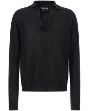 Tom Ford Cashmere And Silk Polo Shirt - Black