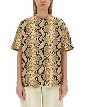 Jil Sander T-Shirt With Animal Pattern - Natural