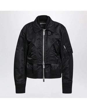 Sacai Satineffect Nylon Zip Bomber Jacket - Black
