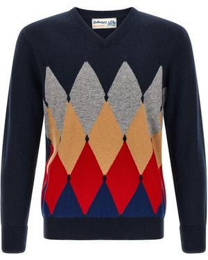 Ballantyne 'Classic Diamond' Intarsia Sweater - Blue