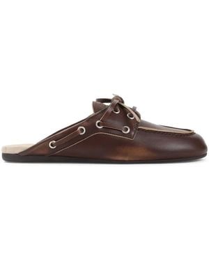 Miu Miu Faded Leather Deck Mules - Brown