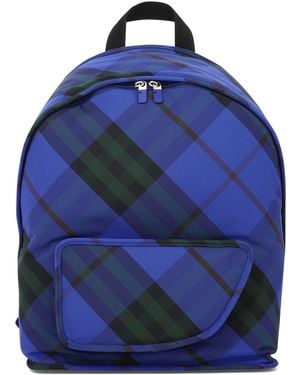 Burberry "Check" Nylon Backpack - Blue