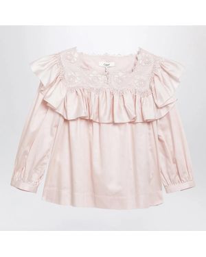 Chloé Cotton Ruffle Blouse - Pink