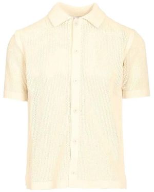 Maison Kitsuné Maison Kitsuné Maison Kitsuné Open-Knit Short-Sleeve Cardigan - White