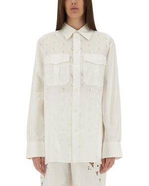 Marine Serre Upcycled Linen Shirt - White