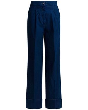 Valentino Wide-Leg Jeans With Pleats - Blue