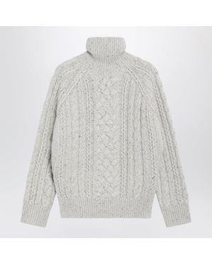 TOTEME Ecru Cableknit Wool Turtleneck - Grey