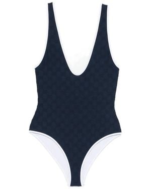 Gucci Gg Terrycloth Jersey Jacquard Swimsuit - Blue