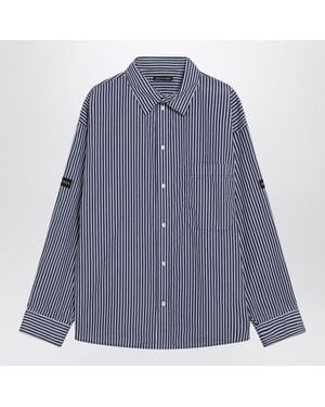 Balenciaga Oversize And Striped Shirt - Blue