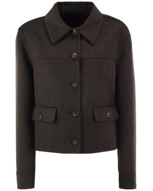 Brunello Cucinelli Cropped Cashmere Jacket With Monili Detail - Black