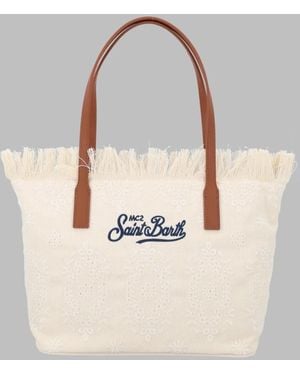 MC2 Saint Barth Shoulder Bag City With Fringe Cotton - Natural