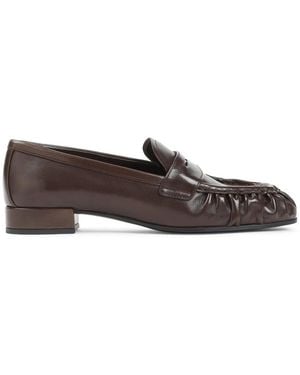 Prada Dark Leather Loafers - Brown