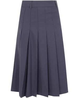 DUNST Pleats Long Skirt - Blue