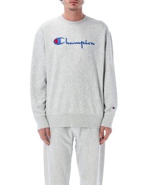 Champion Crewneck Sweatshirt With Logo - Grey