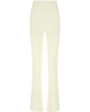 ANDREADAMO Ivory Stretch Viscose Blend Pant - White