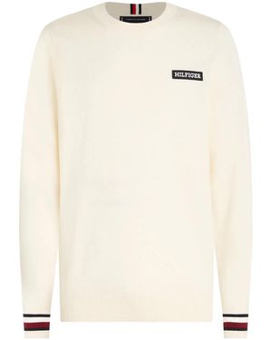 Tommy Hilfiger Global Stripe Pullover With Logo - Natural