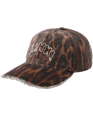 Ganni Ocelot Leopard Cap - Brown