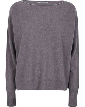 D.exterior Cashmere Merino Round Neck Sweater - Gray
