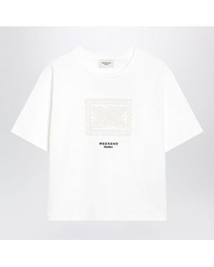 Weekend by Maxmara Cotton Tshirt With Lace Embroidery - White