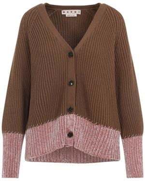 Marni Cardigan With Colour Block Pattern - Brown