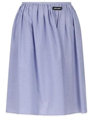 Miu Miu Embroidered Cotton Skirt - Blue