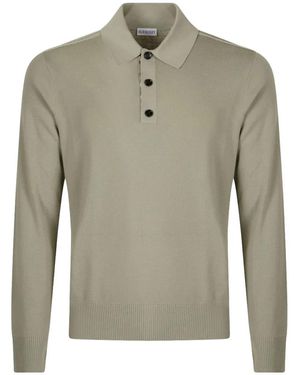 Burberry Long-Sleeve Wool Polo Shirt - Grey
