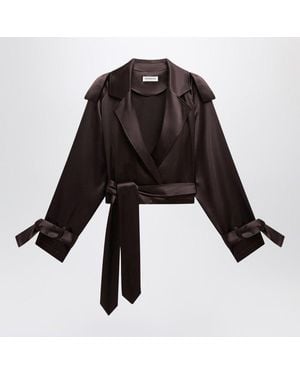 Frankie Shop Short Simona Trench Coat - Black