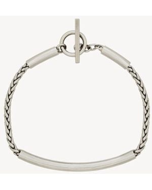 Saint Laurent Bracciale Con Catena A Spiga E Tubo - Metallic
