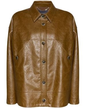 Elena Miro Boxy Coat With Craquelé Effect - Green