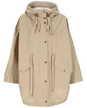 Moncler Coat With Hood - Natural