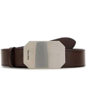 Miu Miu Leather Belt - Brown